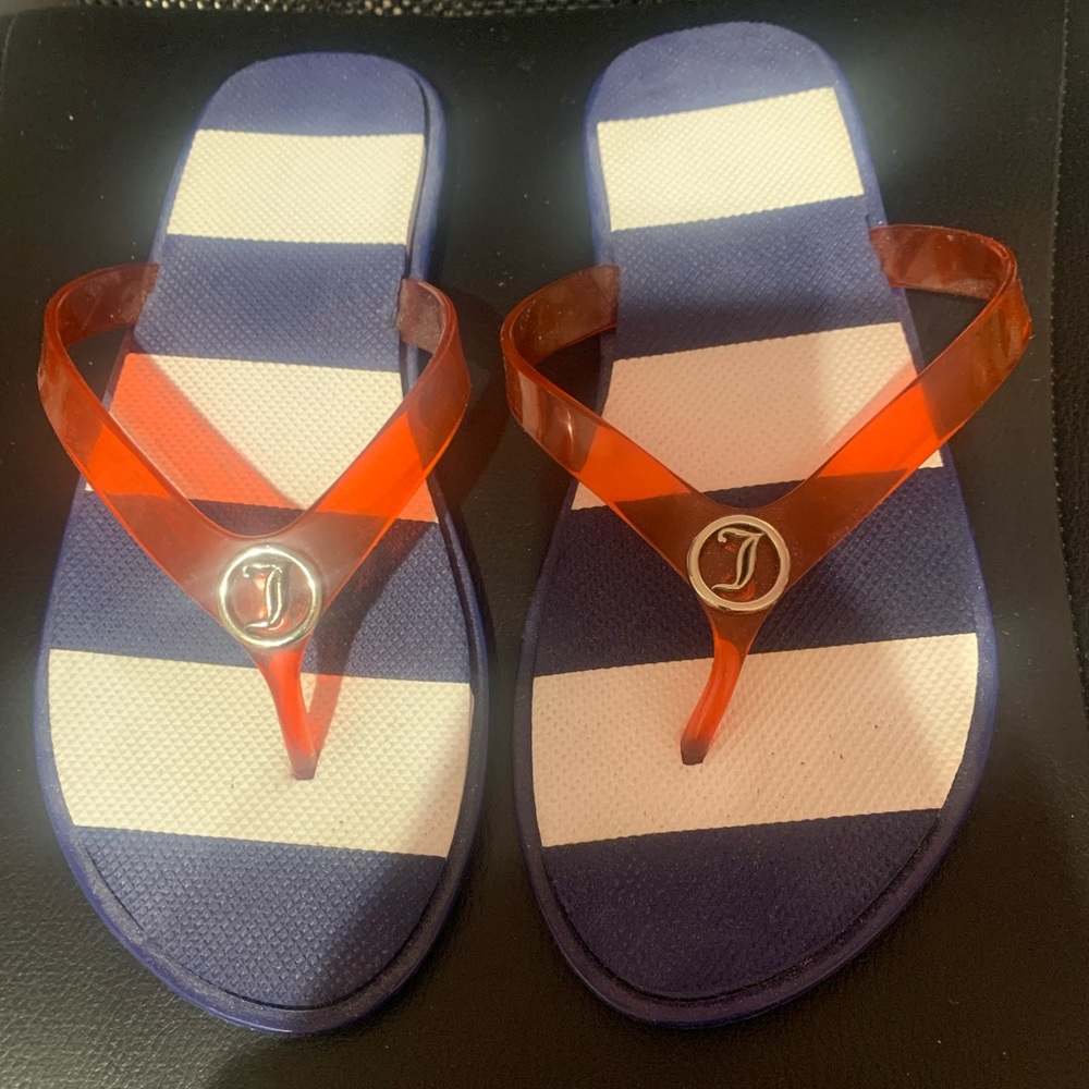 Red and Navy striped Flip Flops
